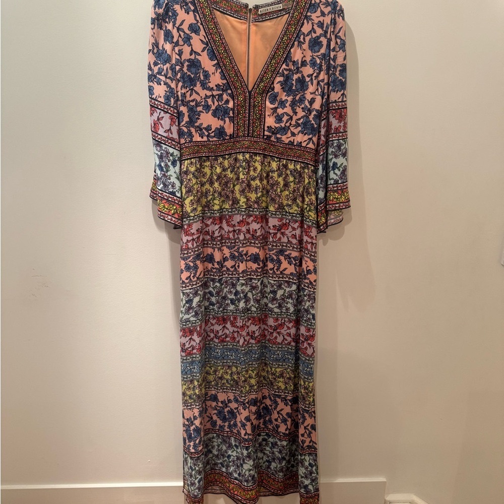 Alice + Olivia dress Multicolor Long Sleeve empire waist w. side openings. S 10. - Picture 4 of 15